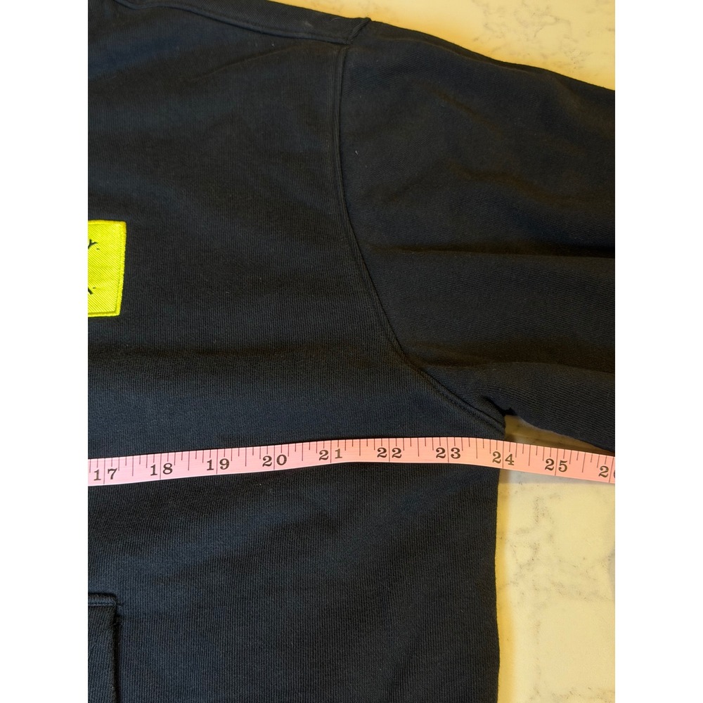 Teddy Fresh Thermal Waffle Lined Zip Up Hoodie Black Neon Green Mens Size Medium - Picture 9 of 9